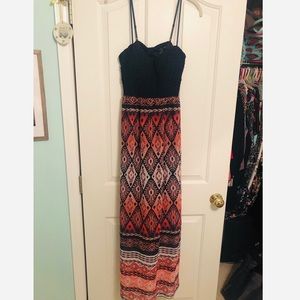 Navy Patterned Maxi Dress